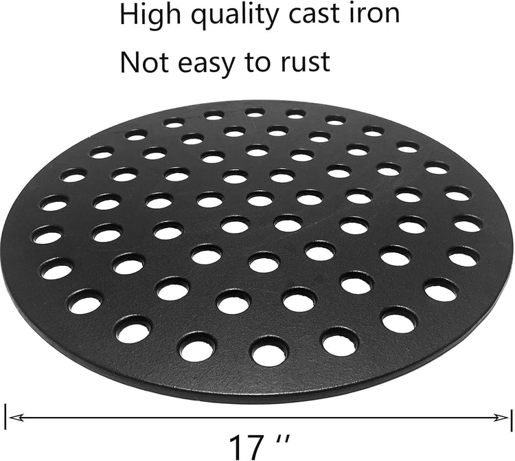 7441 Round 17" Cast Iron Fire Grate, Charcoal Grates Bottom Plate Replacement Parts for Weber 22" Kettle, One-Touch, Master Touch, Bar-B-Kettle, Performer,Big Green Egg XL Charcoal Grill