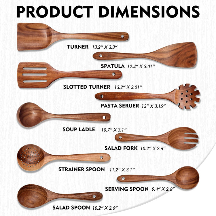 Wooden Spoons for Cooking 9 Pieces Set (9 Count)
