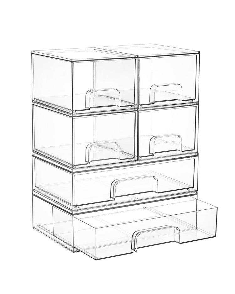 Clear Stackable Storage Drawers Set of 6 (6 Count)