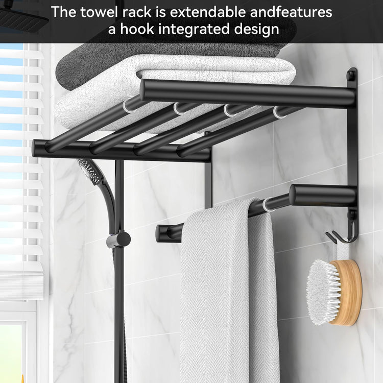 Black Adjustable Towel Bar for Bathroom Wall Mount17