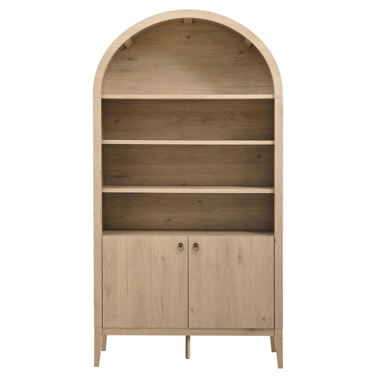 Nolan Tall Arched Storage Display Cabinet in Light Oak