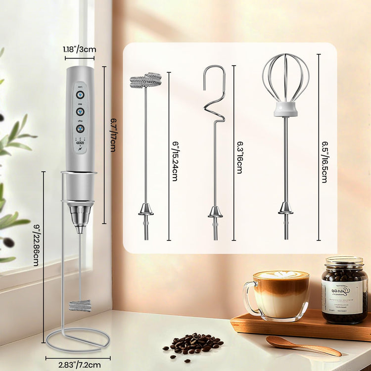 Milk Frother Handheld Rechargeable with Stand