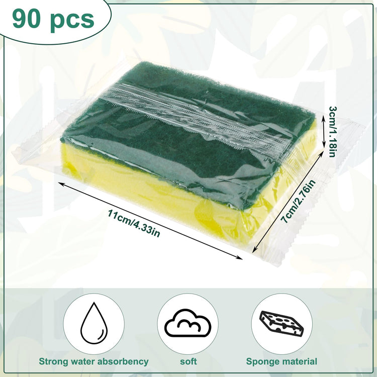 90Pack Individually Wrapped Sponges Uncompressed Kitchenware (19.2 Ounce)