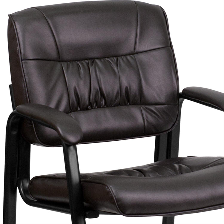Haeger LeatherSoft Tufted Executive Reception Chair with Padded Armrests