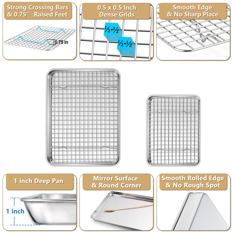 12.5+9 Inch Toaster Oven Pan Tray with Wire Rack