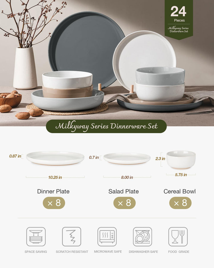 Milkyway 24 Piece Stoneware Dinnerware Set (24 Count)