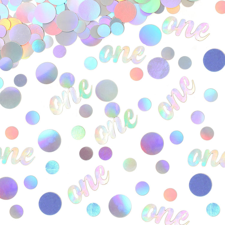 One Birthday Confetti Iridescent Baby First Birthday Decorations Circle Table Scatter Baby Shower The First Year Anniversary Party Table Decor Supplies 300PC (300 Count)