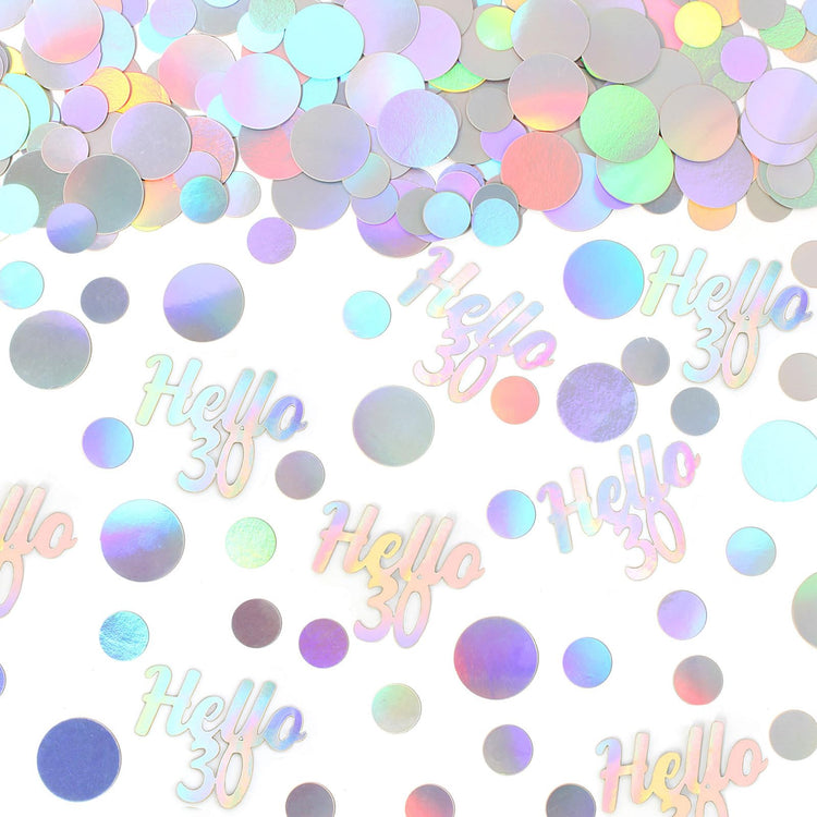 Hello 30 Birthday Confetti for Tables Iridescent Circle Dots Happy 30th Birthday Party Decorations for Her Women Thirty Years Old Birthday Table Scatters Confetti Decor Supplies 300PC (300 Count)