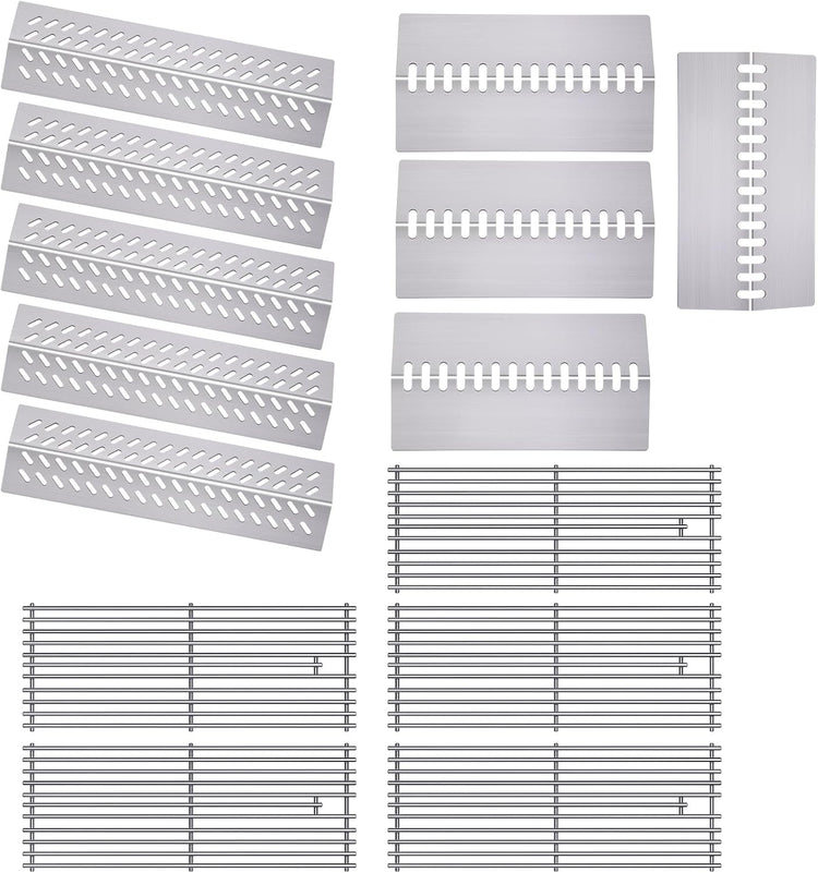 9MM 16517 Grill Grates 16GA Grill Heat Plates for 16631 16520 Bull Grill Replacement Parts, BBQ Bull Brahma 5 Burner 57568, 57569, 57568CE, 57568AGA, 57569CE, 57569AGA, Stainless Steel Grids