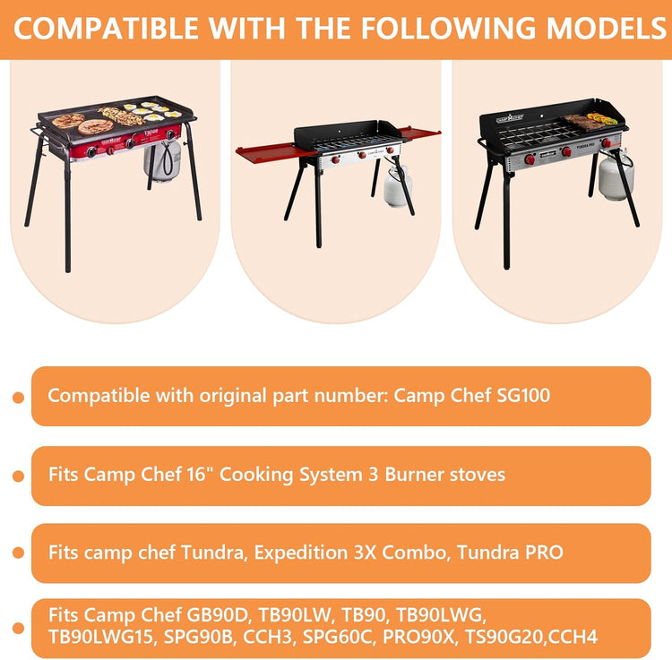 Flat Top Griddle for Camp Chef Accessories 3 Burner Stove SPG90B GB90D TB90 TB90LW TB90LWG TB90LWG15 CCH3 Camp Stove Griddle Top for Camp Chef Tundra 3 Burner 16" x 38" - Nestoria