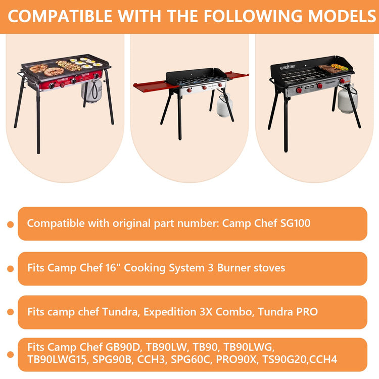 Flat Top Griddle for Camp Chef Accessories 3 Burner Stove Parts 16" x 38"