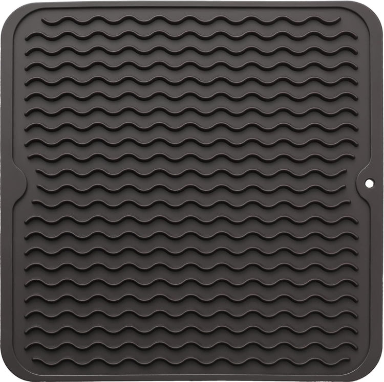 Silicone Dish Drying Mat for Multiple Usage,Easy clean,Eco-friendly,Heat-resistant Silicone Mat for Kitchen Counter or Sink,Refrigerator or Drawer liner Coffee M 12 inches x 12 inches