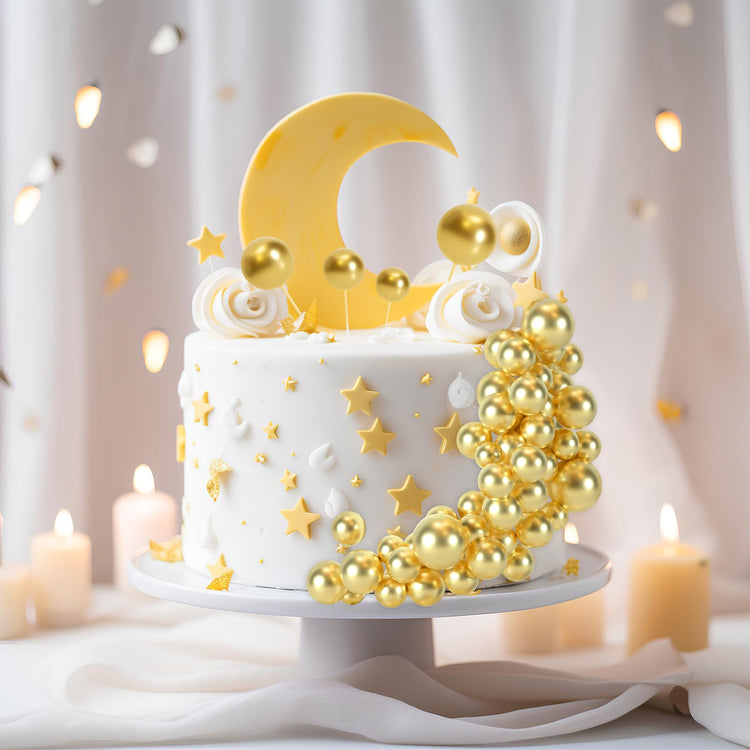 48 Pcs Gold Balls Cake Topper Decorations Balloon Cupcake Toppers Foam Cake Topper Balls Cake Balls Decorations for Birthday Party Wedding Anniversary Cake Decorating (48 Count)