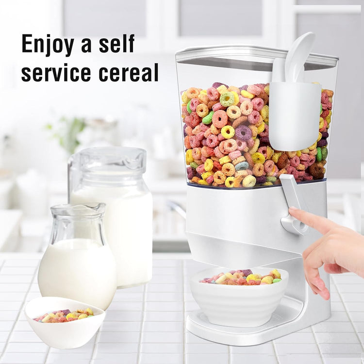 Cereal Dispenser Countertop With Bowls and Spoons Cereal Containers Storage for Pantry Snack Organizer Dry Food Storage Container with Lid for Kitchen Organization Oatmeal Nut Granola(2pcs White)