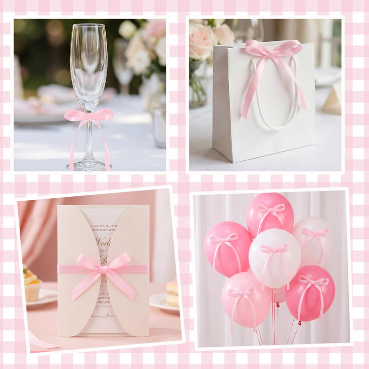 30 Pack Bow Cake Toppers Pink Ribbon Bows for Cake Back to School Decor (30 Count)