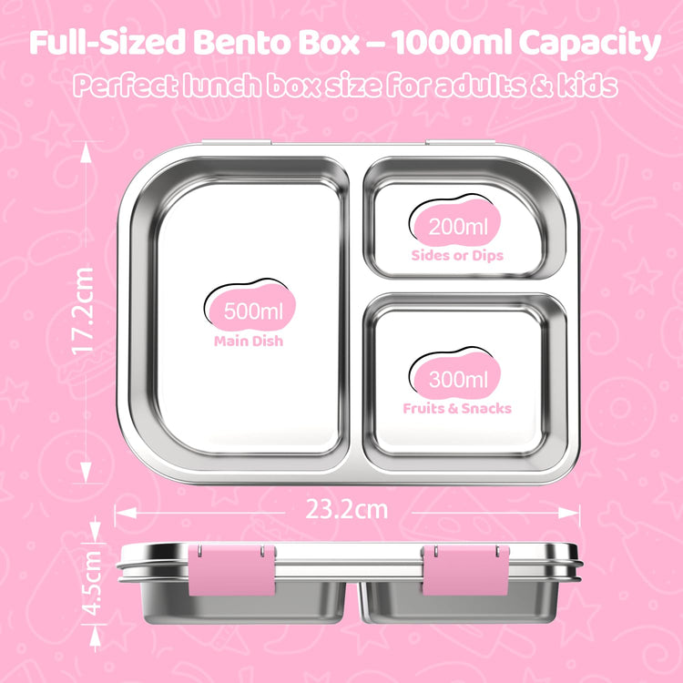 Stainless Steel Bento Box for Kids 1000ml