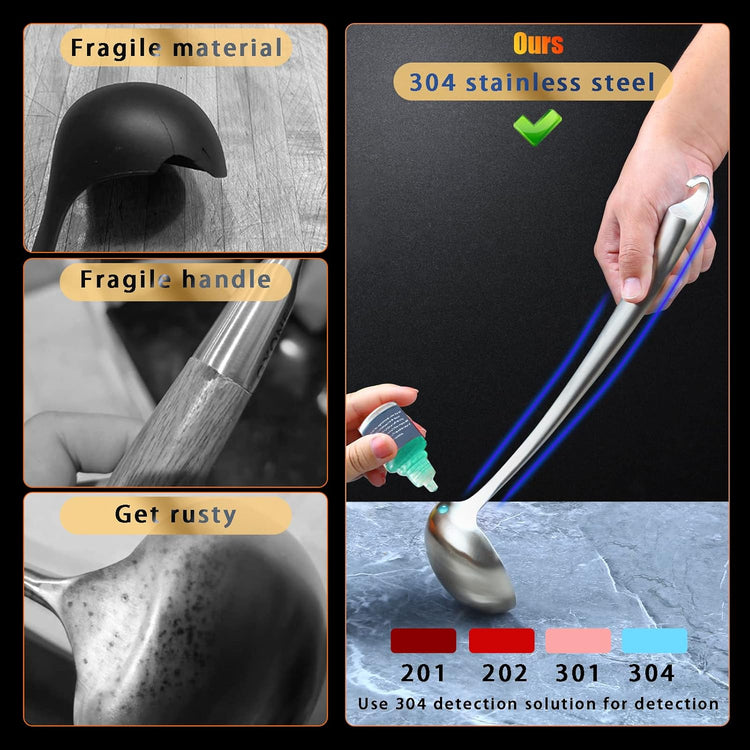 High Grade Soup Ladle,Cooking Ladle for Soup,Ergonomic Grip of Handle,Premium Stainless Steel Kitchen Spoonļ¼Brashed)