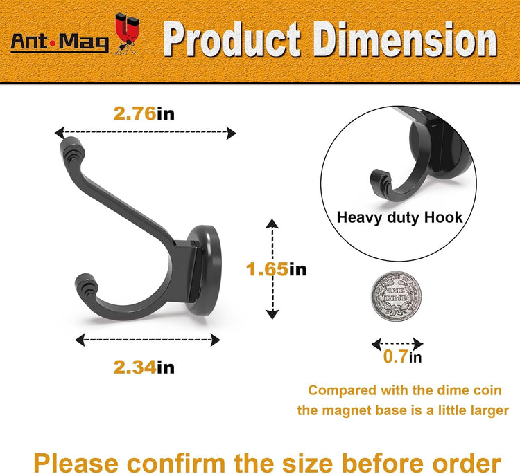 Ant Mag Magnetic Hooks Heavy Duty 140lbs Neodymium Magnet Wall Hooks for Hanging Coats Robes Backpacks Bags Hats Keys Mugs Cups Towels Pack of 4