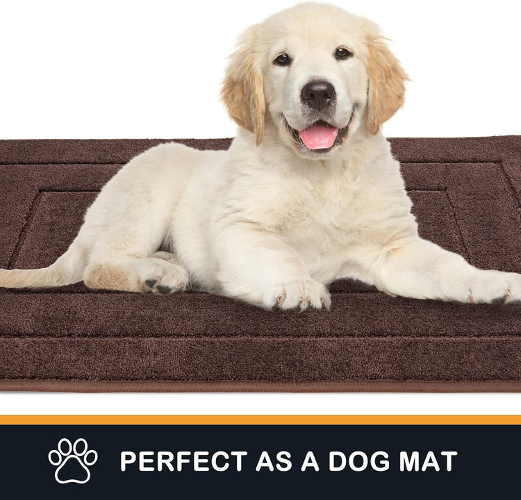 PURRUGS Dirt Trapping Door Mat 24" x 35.5", Non-Slip/Skid Machine Washable Entryway Rug, Dog Doormat, Super Absorbent Welcome Mat for Muddy Wet Shoes and Paws, Brown