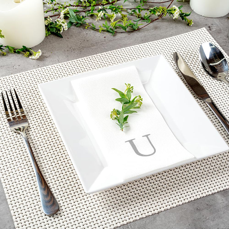 Silver U White Linen Feel Guest Towel Napkin (2000 Count)