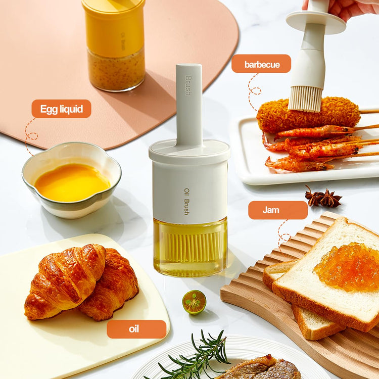 Glass Oil Dispenser with Heat Resistant Brush