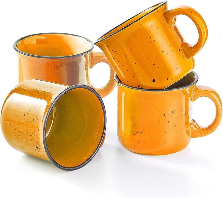 bestone Coffee Mugs Set of 4,16 oz Large Coffee Mugs, Ceramic Mugs with Handles,Salad,Noodles etc Coffee Mugs, Cups for Coffee Cereal Latte ,Microwave & Dishwasher safe,Yellow