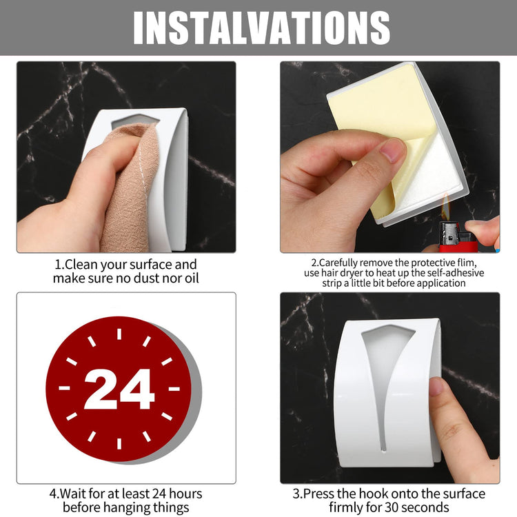 4 Pcs Self Adhesive Kitchen Towel Hook Holder