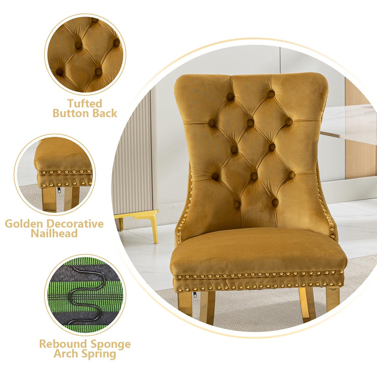 Gold Velvet Dining Chairs Set of 6 (6 Count)