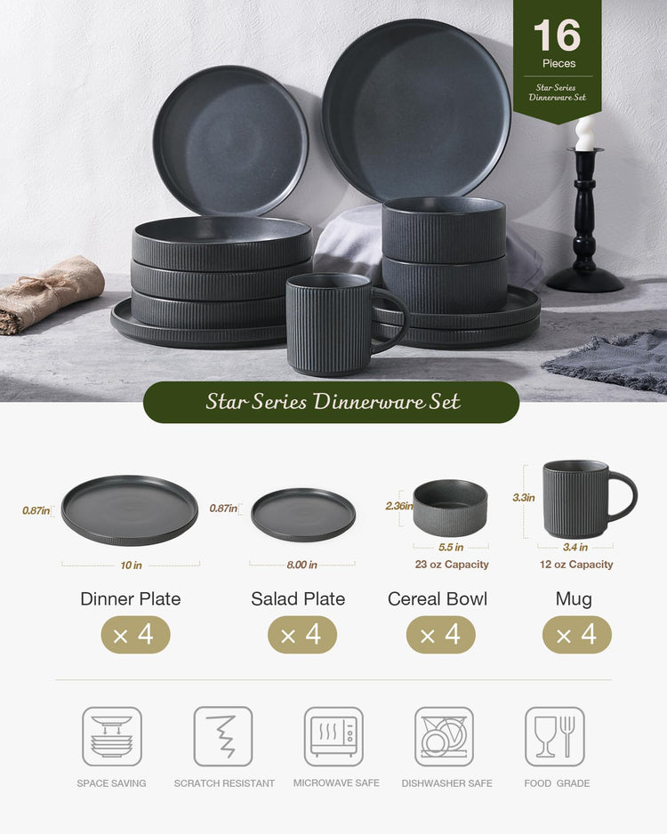 Star Dinnerware Sets with Mugs (16 Count)