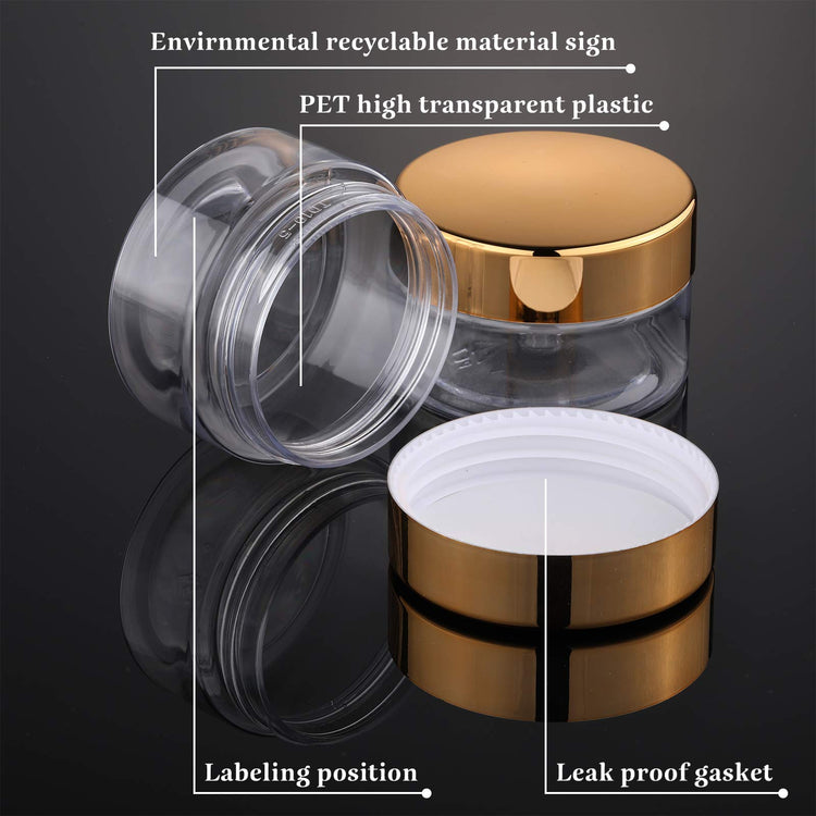 6 Pack 1 oz Plastic Jars Containers with Lids Wide (6 Count)