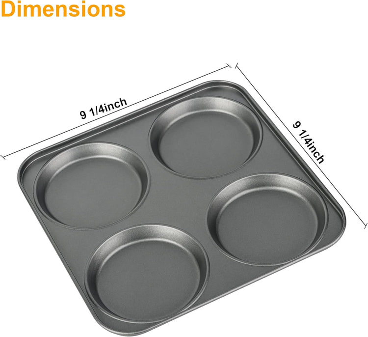 Tiawudi Muffin Top Pan, 4-Cup Hamburger Bun Pan, Large Whoopie Pies Pan, Non-Stick Bakeware for Eggs, Cornbread, Small Cake Layers and Drop Cookies, Set of 3