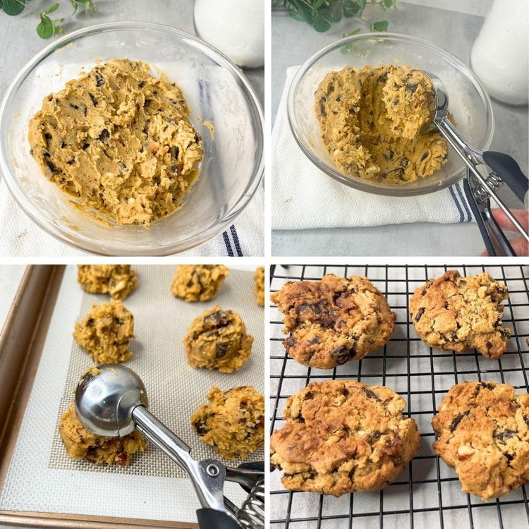 Cookie Scoop Set, 3Pcs Ice Cream Scoop Set, Small/1 Tbsp, Medium/2 Tbsp, Large/3 Tbsp, Stainless Steel Cookie Dough Scoop with Non-Slip Grip,for Melon Balls waffle Muffins