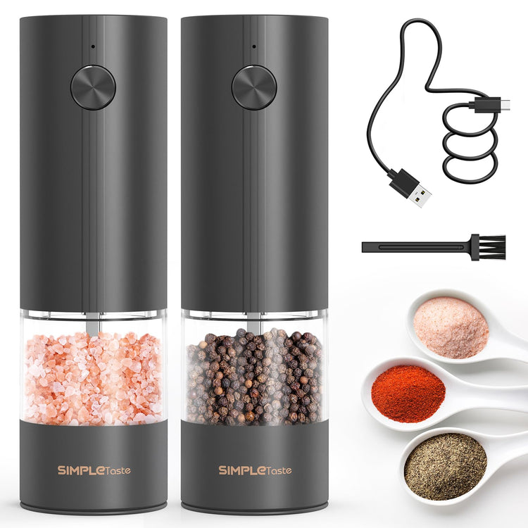 Electric Rechargeable Salt and Pepper Grinder Set (2 Count)