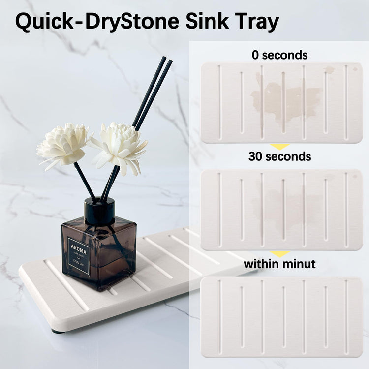 2PCS Water Absorbing Stone Tray for Cosmetics & Hand Soap & Houseplants (2 Count)