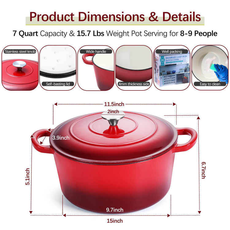7QT Enameled Dutch Oven