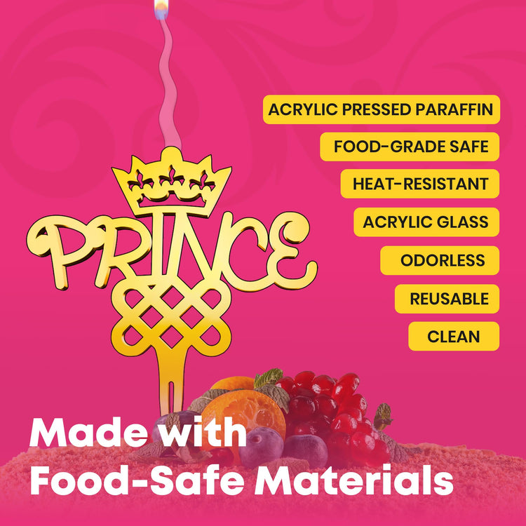 Prince Reusable Gold Romantic Cake Candle