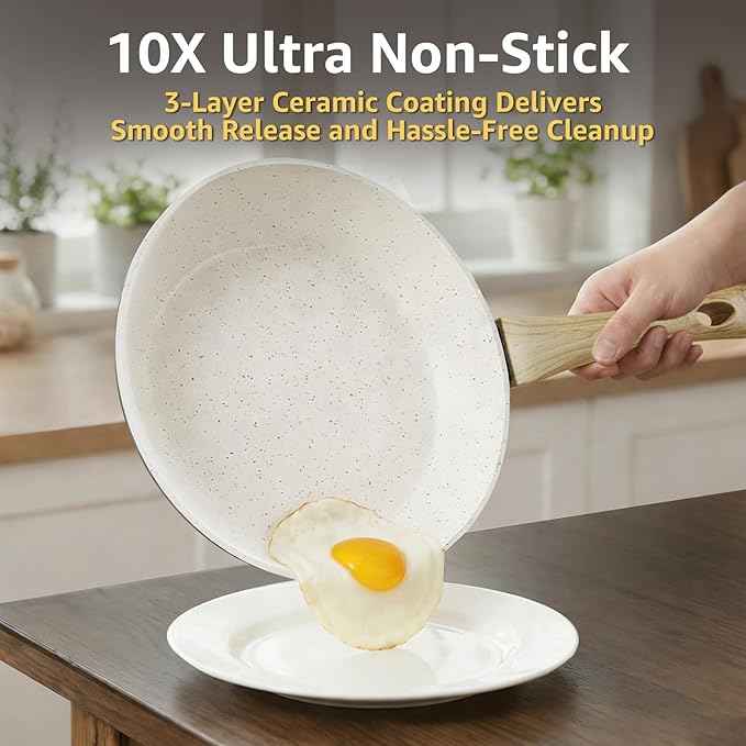 25-Piece Pots and Pans Set Non Stick,Titanium Ceramic Cookware Set Non Toxic,Long-Lasting,PFAS Free,Induction Compatible,Complete Kitchen Set for All Cooking Needs