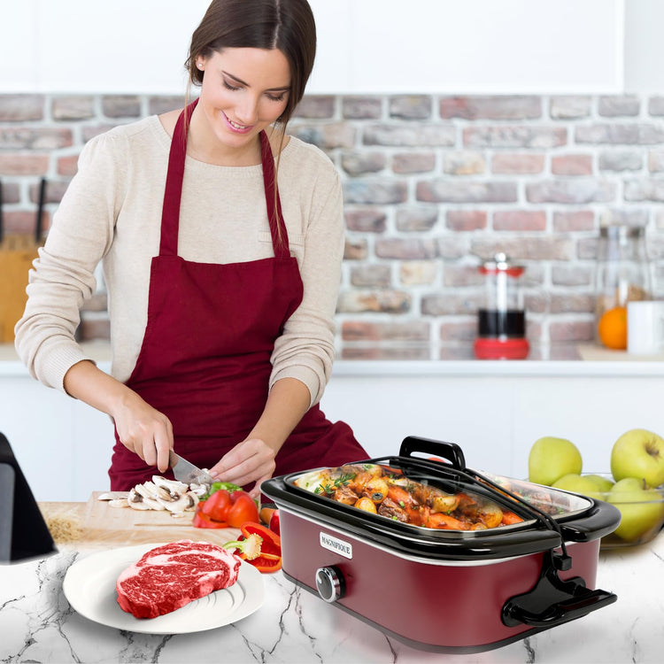 4 Quart Slow Cooker with Casserole Manual Warm Setting