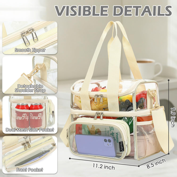 Clear Bag Double Decker for Stadium Events With Shoulder Strap for Women