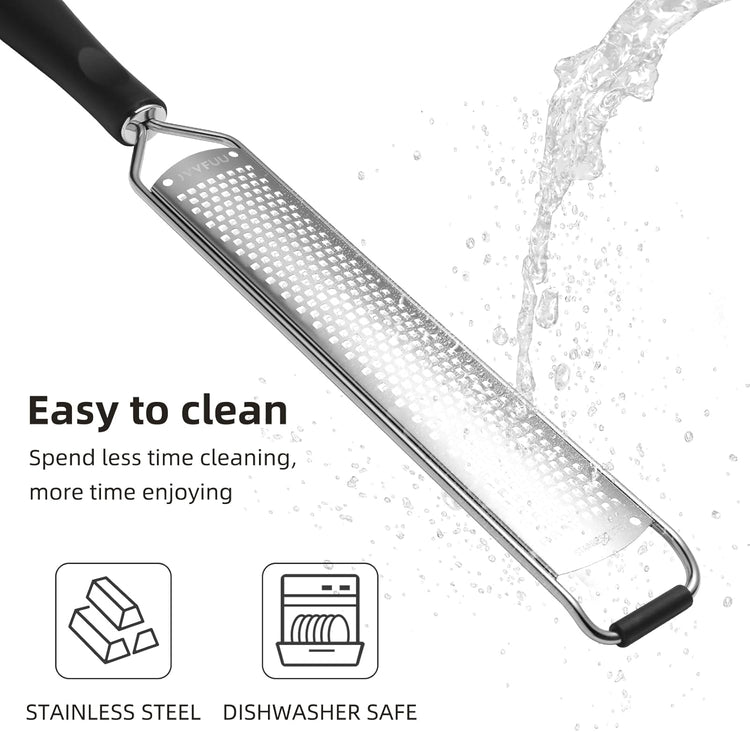 Premium Lemon Zester Grater,Kitchen Tool for Parmesan Cheese, Lemon, Ginger, Garlic, Nutmeg, Chocolate, Vegetables, Fruits,Sharp Stainless Steel Blade,Dishwasher Safe (Black)