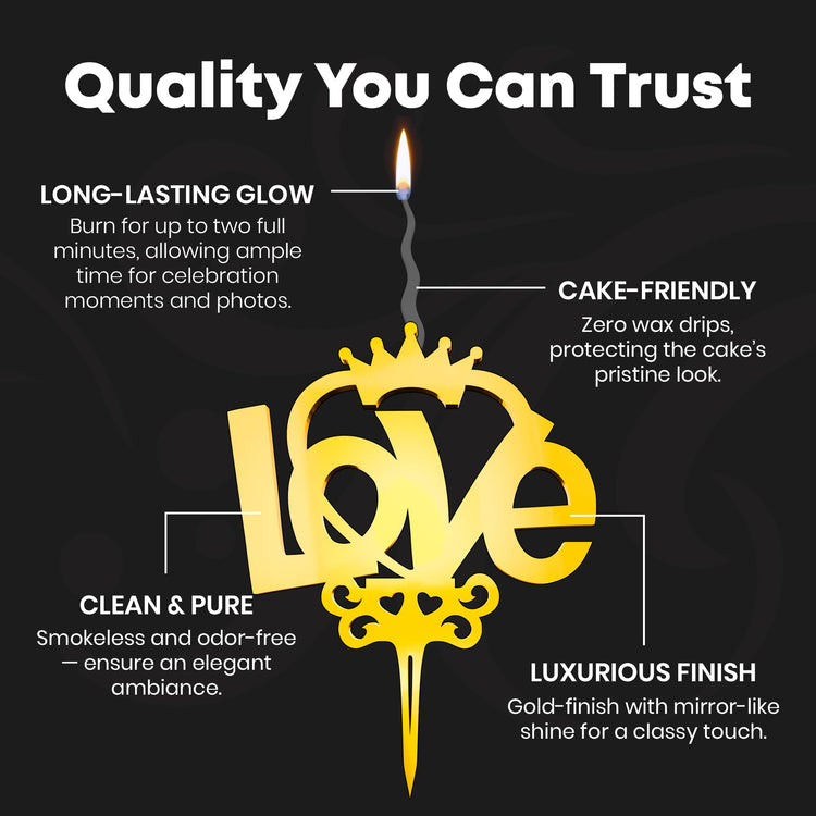 Love Reusable Gold Romantic Cake Candle