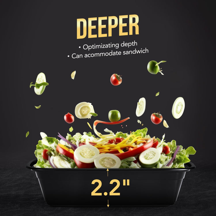 100-Piece (50-Pack) 34 OZ Meal Prep Containers Reusable with Lids, Sturdy Leakproof & Food Safe, Microwave, Freezer, Dishwasher Safe To Go Food Containers, Plastic Take Out Containers, Black (50 Count)