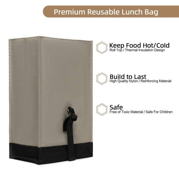 Insulated Lunch Bag Rolltop Lunch Box Tote Bag for Women