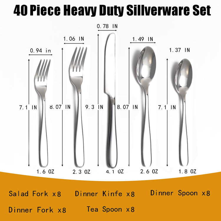 40 Piece Silverware Set (40 Count)
