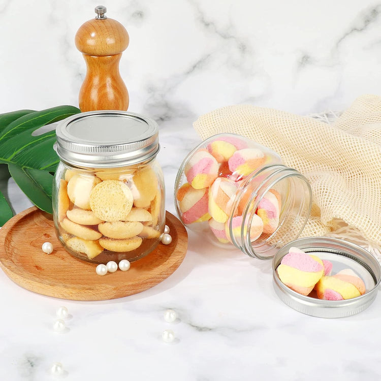 10 oz Mason Jars, 24 Pack 300ml Glass Canning Jars with Regular Mouth Lids, Glass Jars Storage Containers for Overnight Oats, Jam, Jelly, Honey, Beans, Spice, Wedding Party Favors, Shower Favors