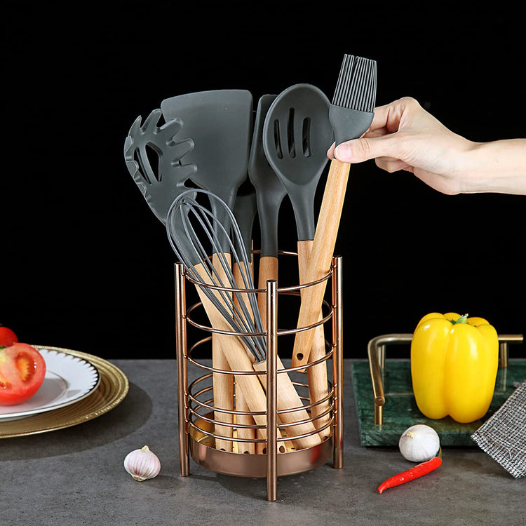 Copper Kitchen Utensil Holder for Kitchen Counter