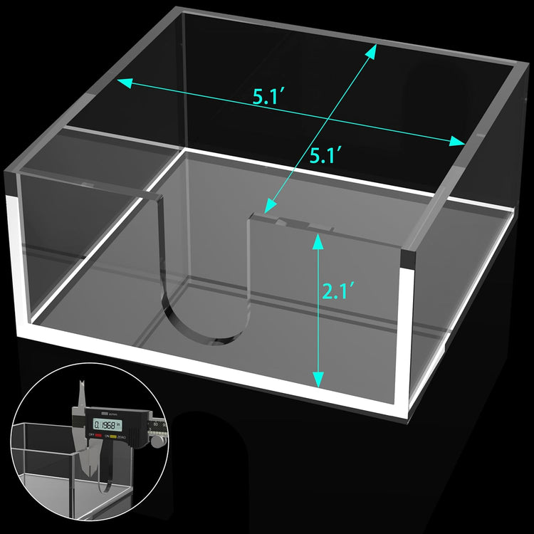 Rubtlamp 1Pcs Acrylic Cocktail Napkin Holder - 0.2Inch Thickness Bathroom Napkins Holder - Square Tissue Dispenser - Luncheon Napkins Holder for Table and Kitchen (Clear, 5.5”X5.5”X2.5”)