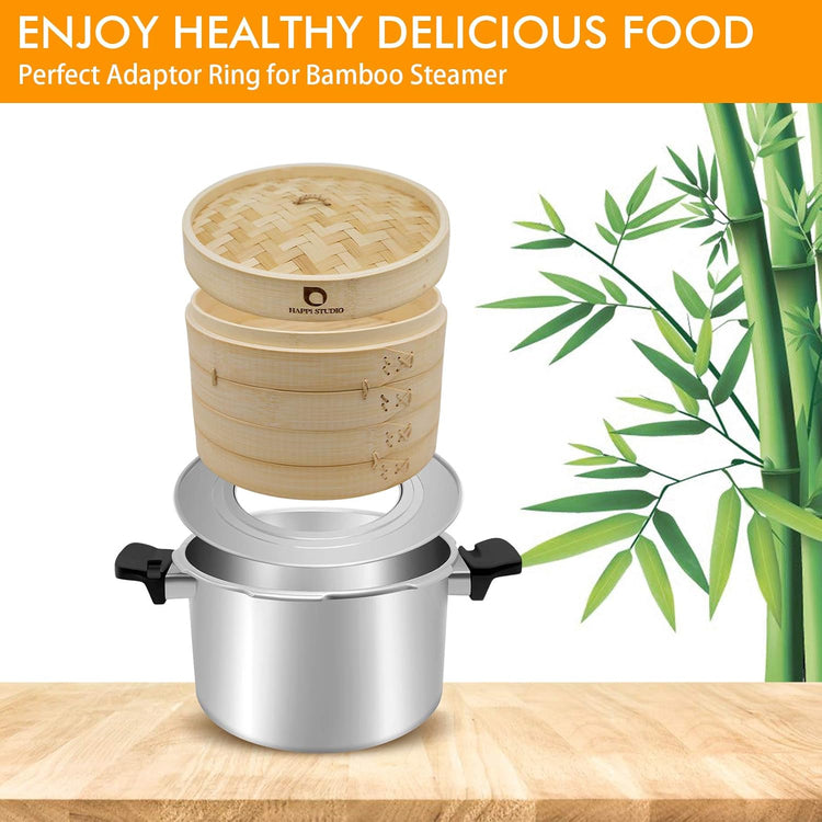 Steamer Ring Stainless Steel Adapter for 8 to 11inch Bamboo Steamer Baskets (Stainless Steel Ring Only)