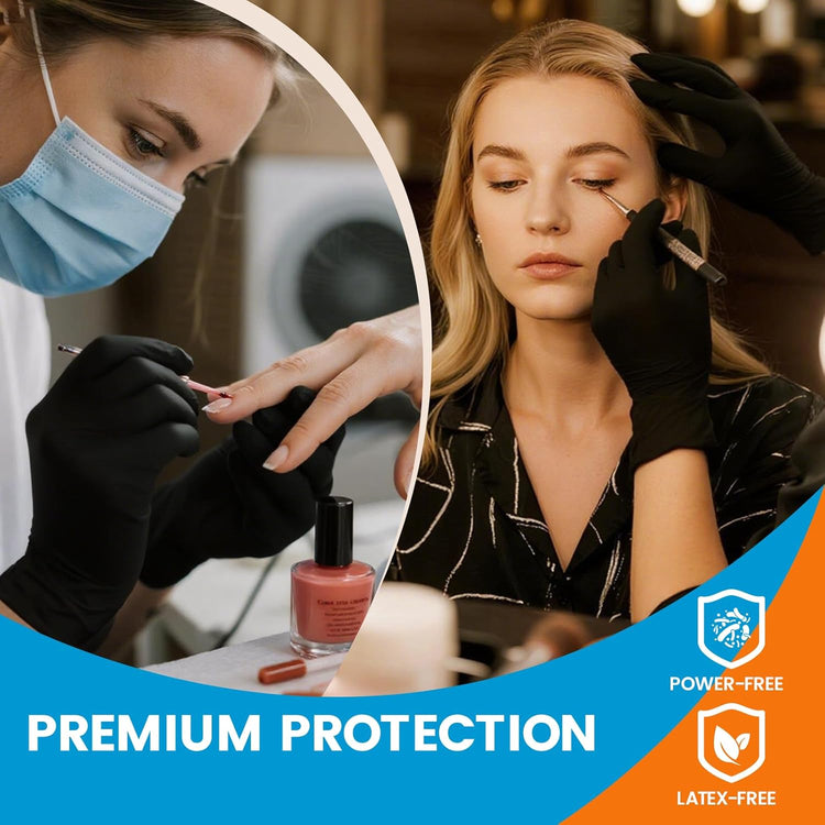 6 mil Disposable Nitrile Gloves, Heavy Duty Disposable Glove, Cooking Gloves, Latex Free, Powder Free (Black of 1000, Large)