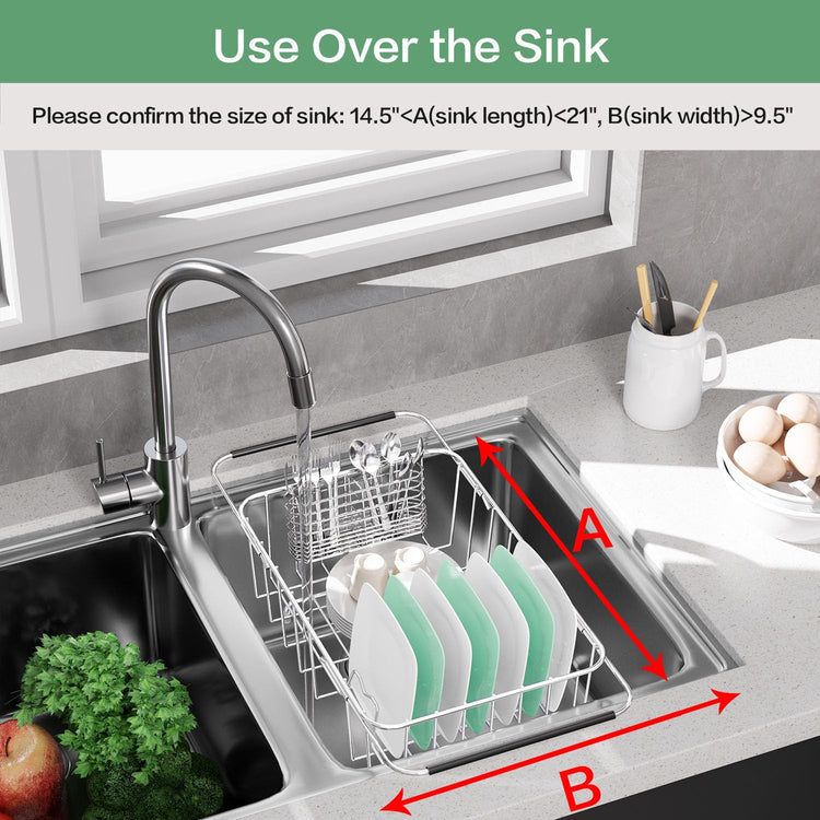 Small Dish Drainer Rack in Sink Adjustable